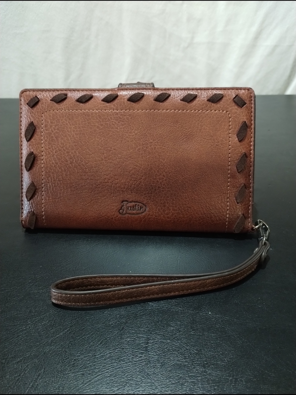 Justin Boots Brown Leather Wristlet Wallet Never Used